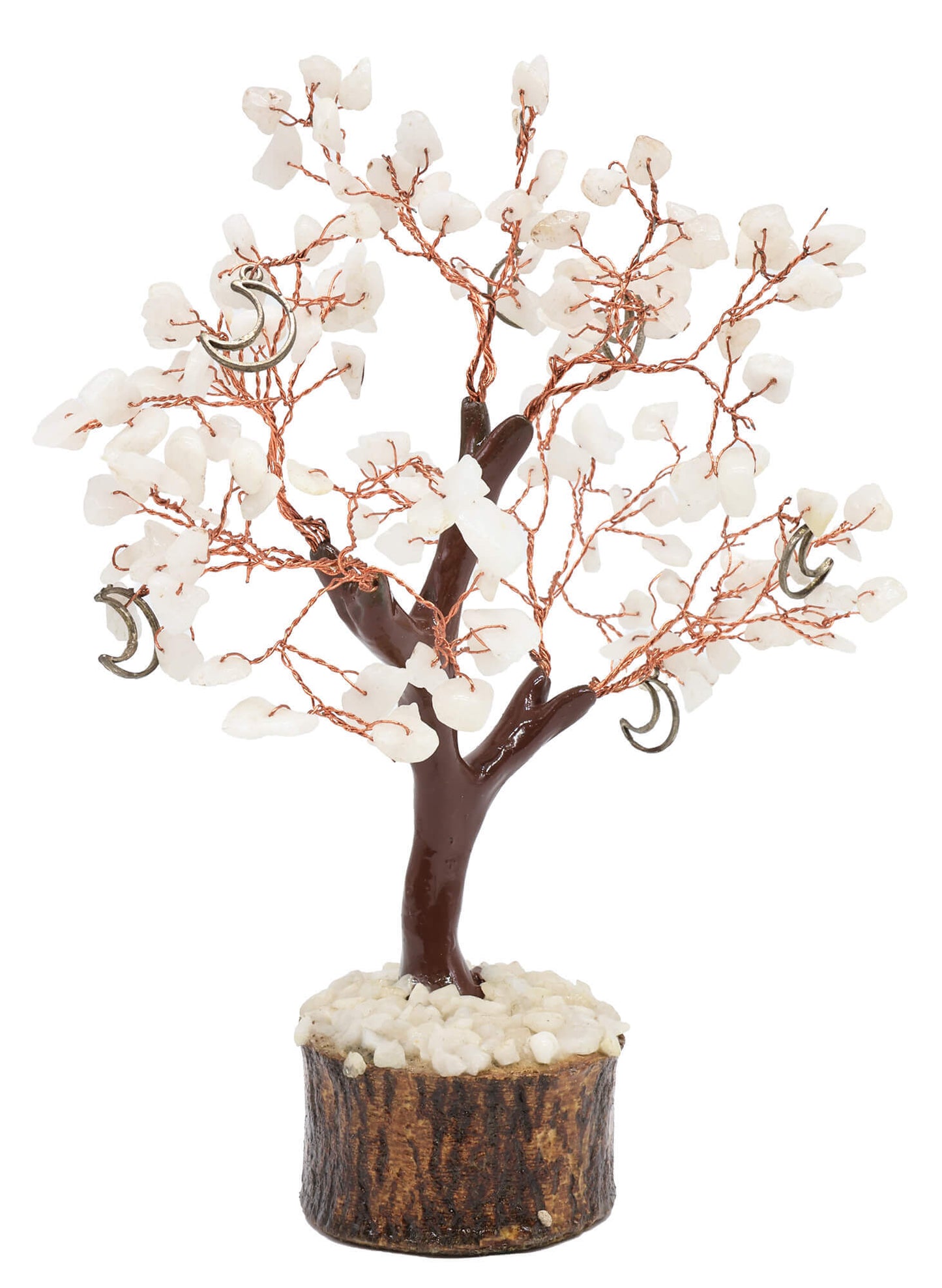 Arbre du bonheur en Jade blanche – Symboles lune – 160 pierres 🌙🤍
