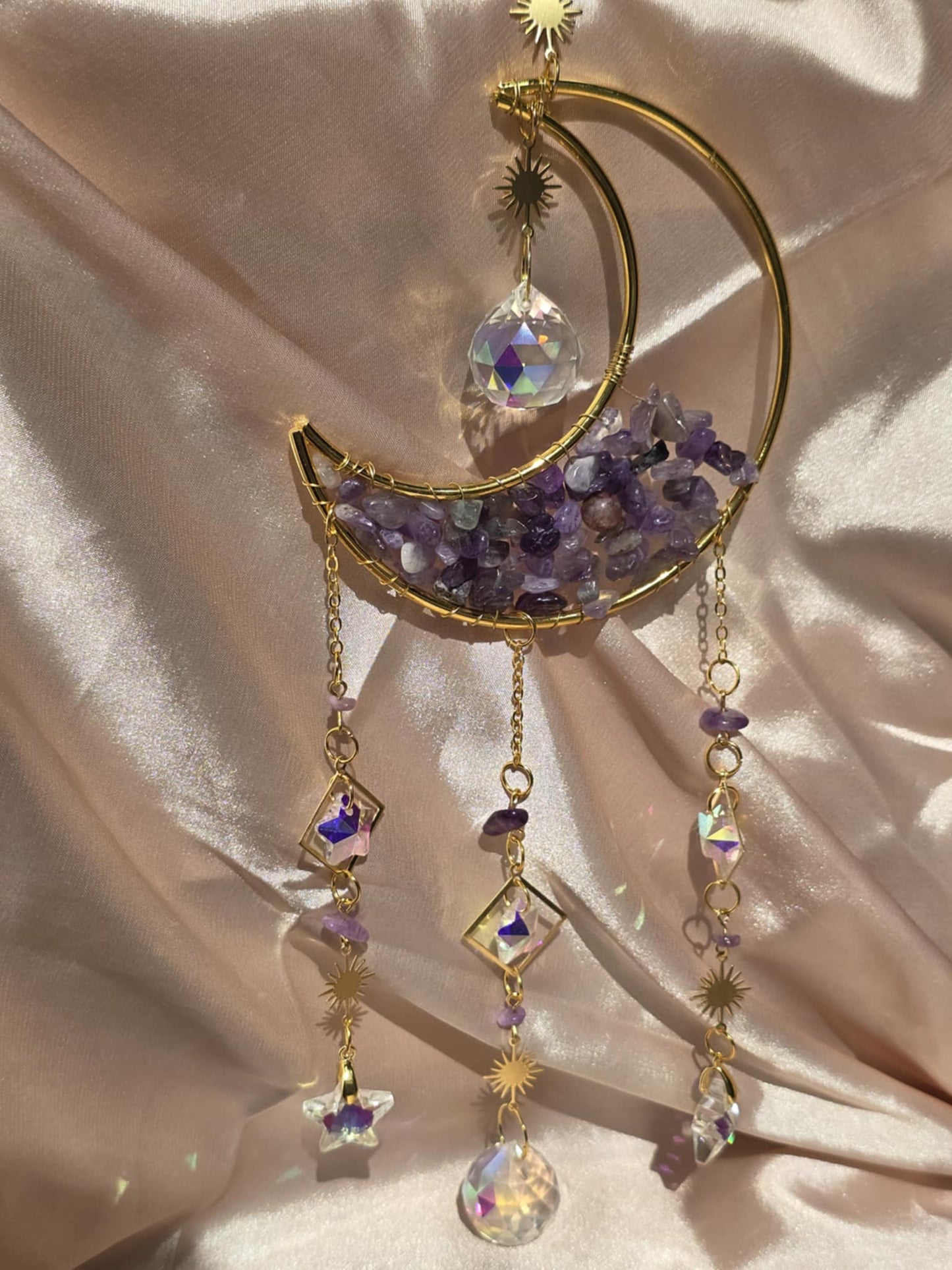 Mobile en améthyste avec Lune et Cristal 47cm