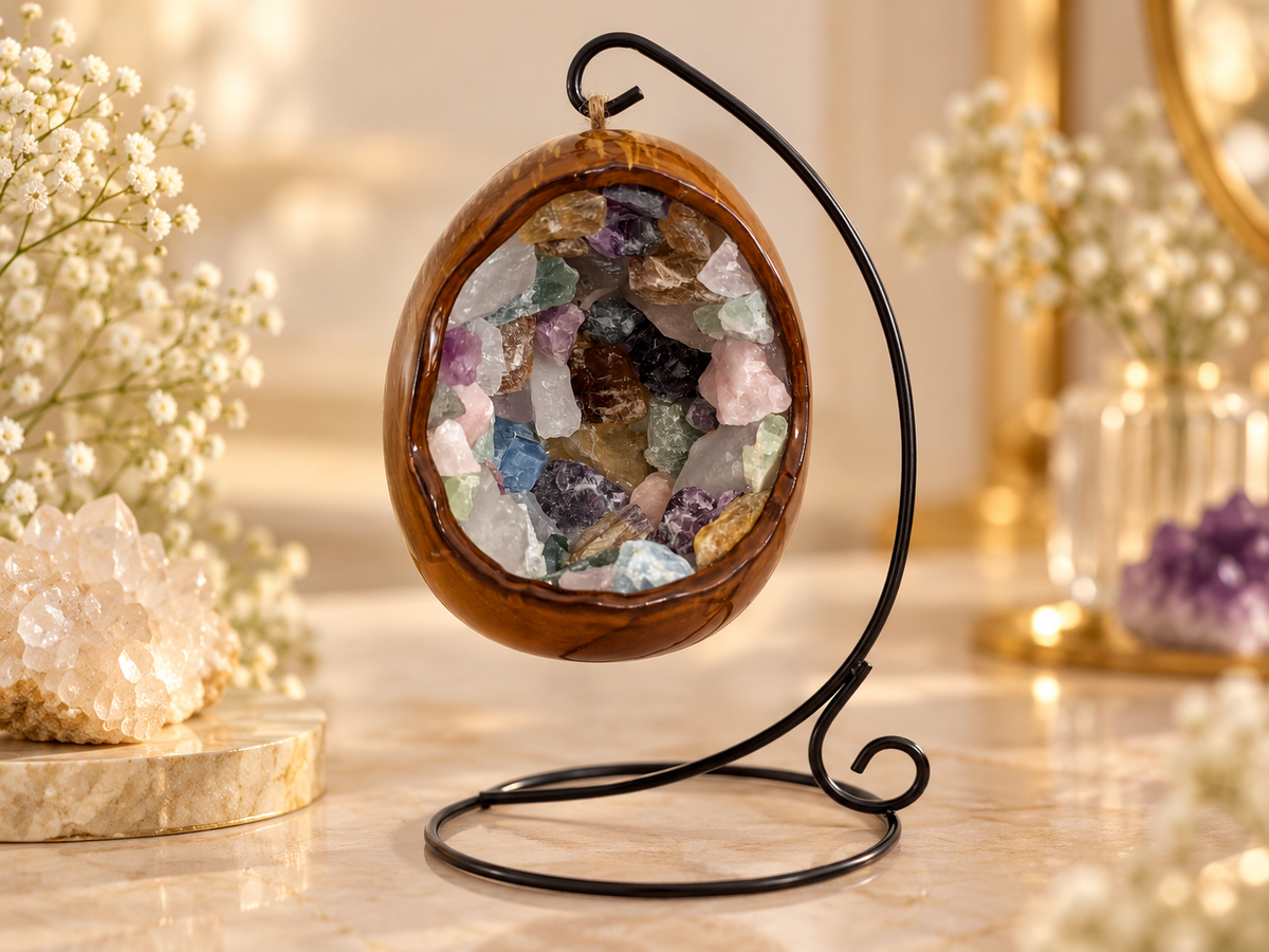 ✨ Lampe Œuf en Fluorine Naturelle – Violette ou Multicolore
