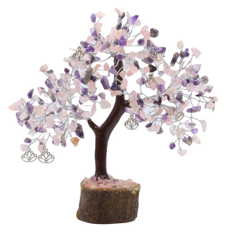 Arbre du Bonheur Quartz-rose Améthyste Lotus 300 pièces