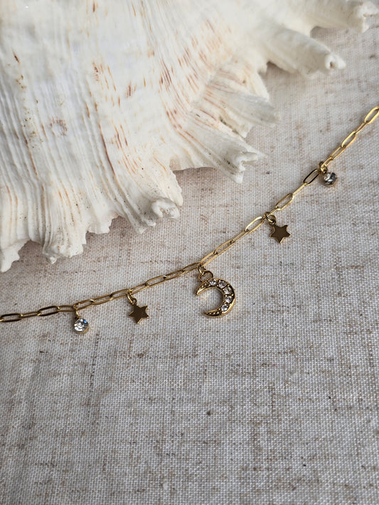 Chaine de cheville "nuit étoilée "