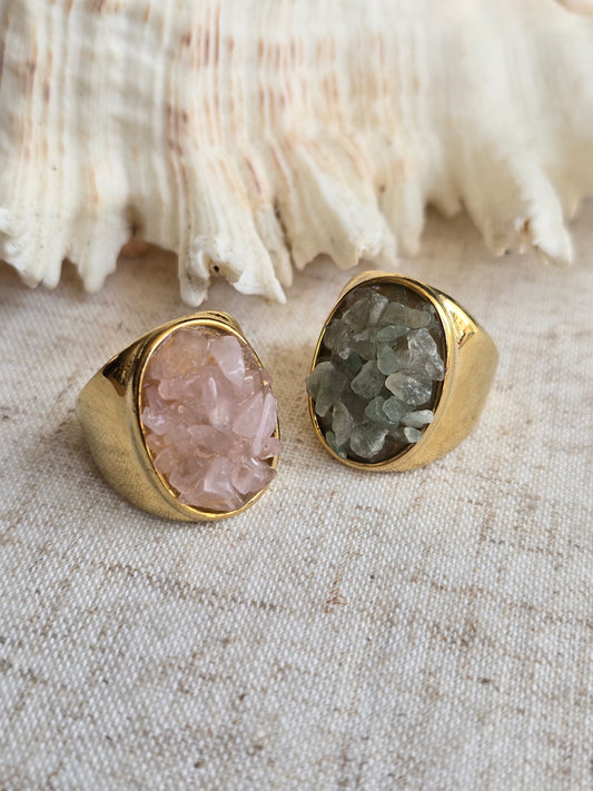 Bague en aventurine ou quartz rose