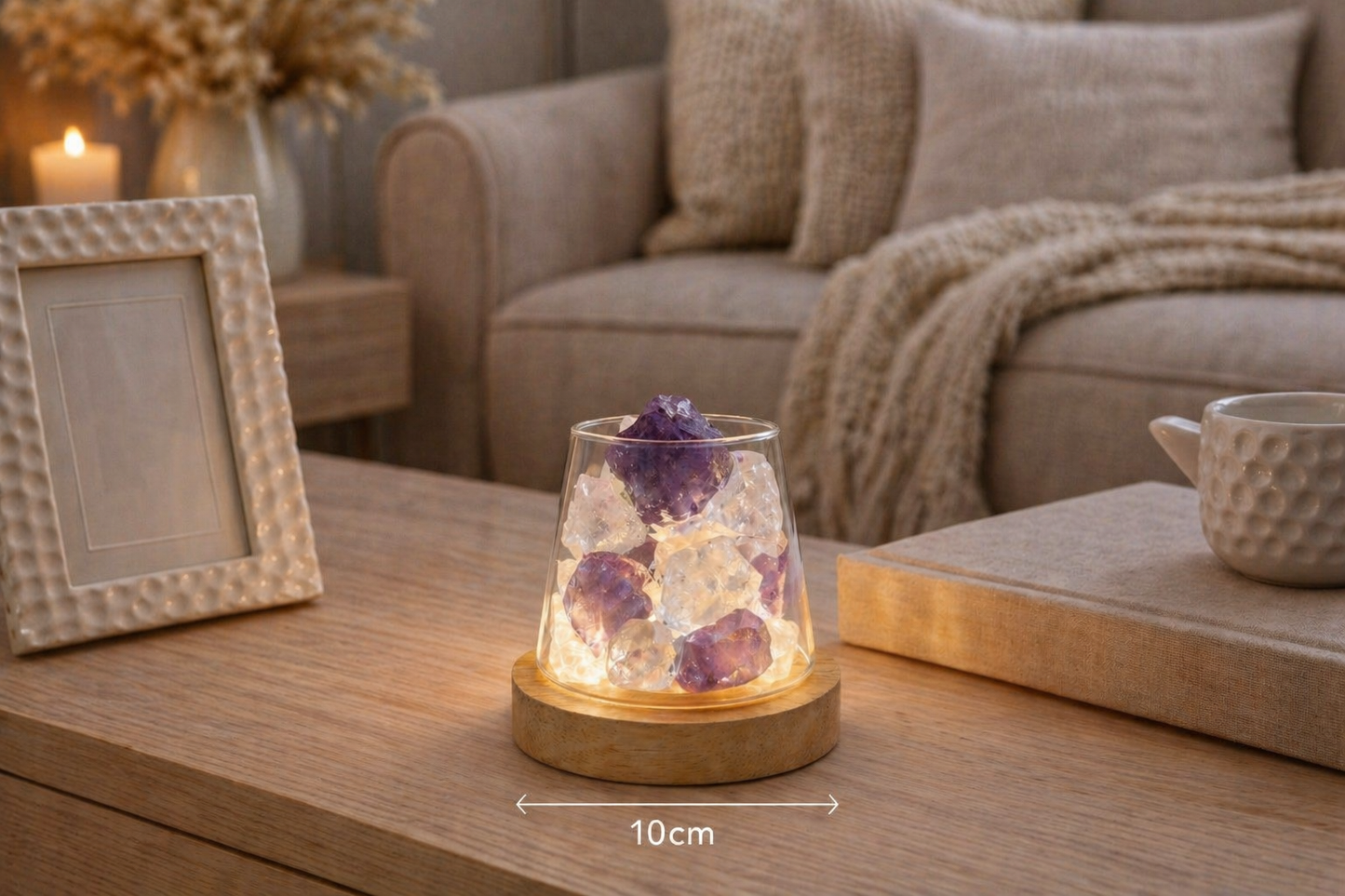 Lampe diffuseur huile essentielle de cristaux naturels