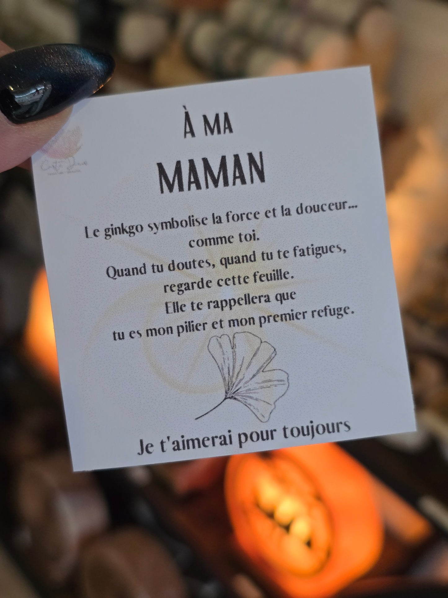 Collier Feuille de Ginkgo – Message Personnalisé