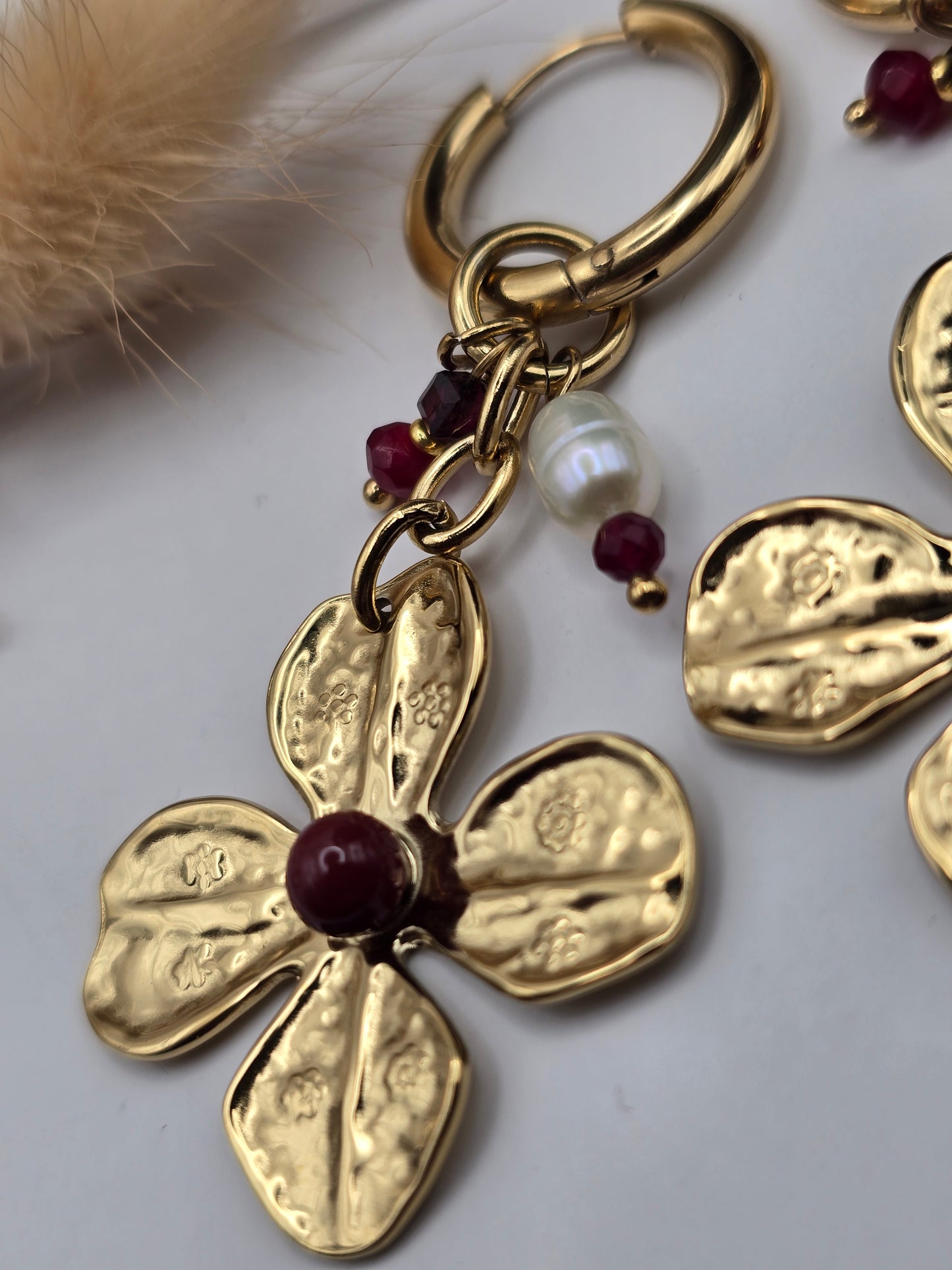 Boucles d’oreilles “Fleur Bohème” – Pierres naturelles