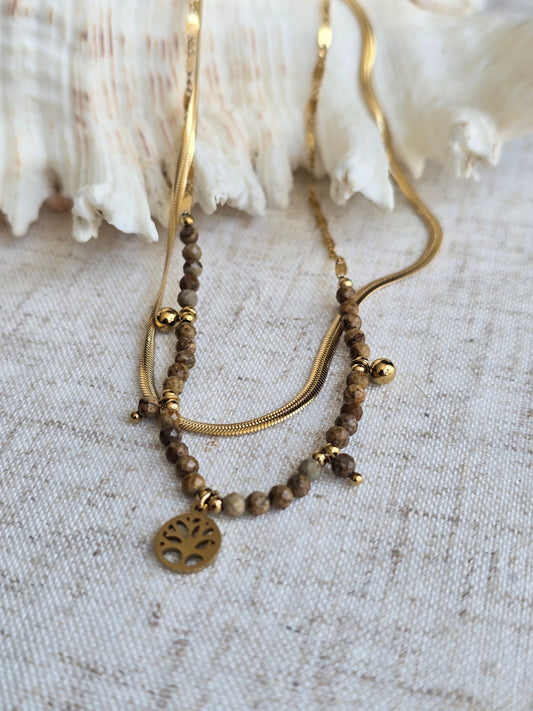 Collier double chaîne arbre de vie