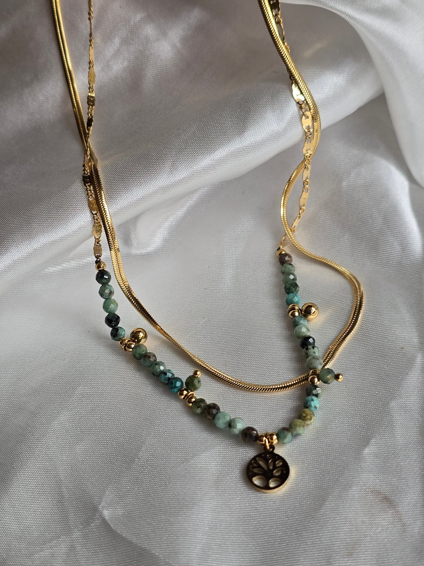 Collier double chaîne arbre de vie