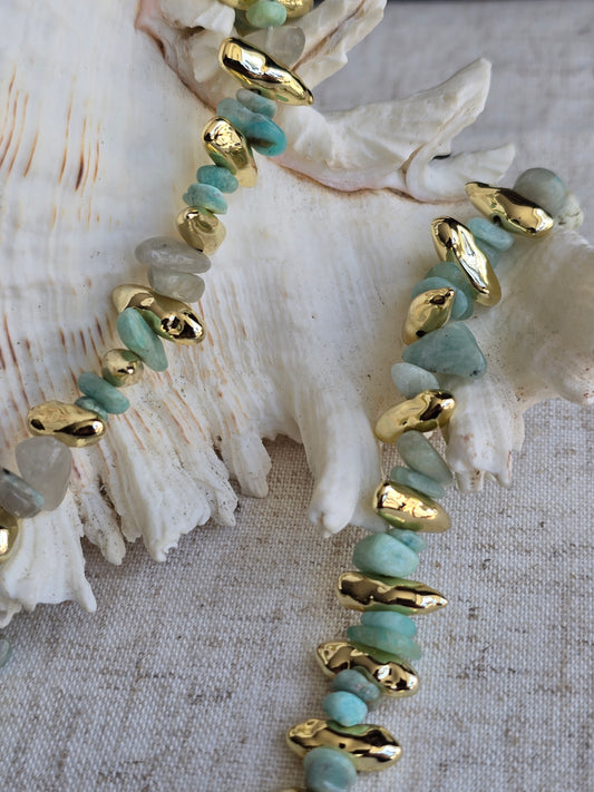 Collier coquillage amazonite