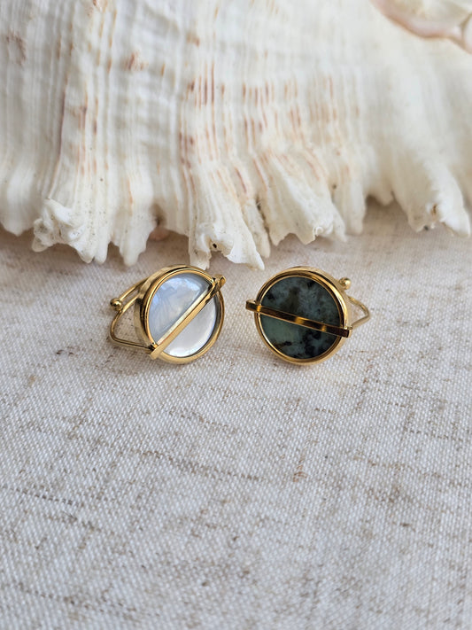 Bague pierres dorée