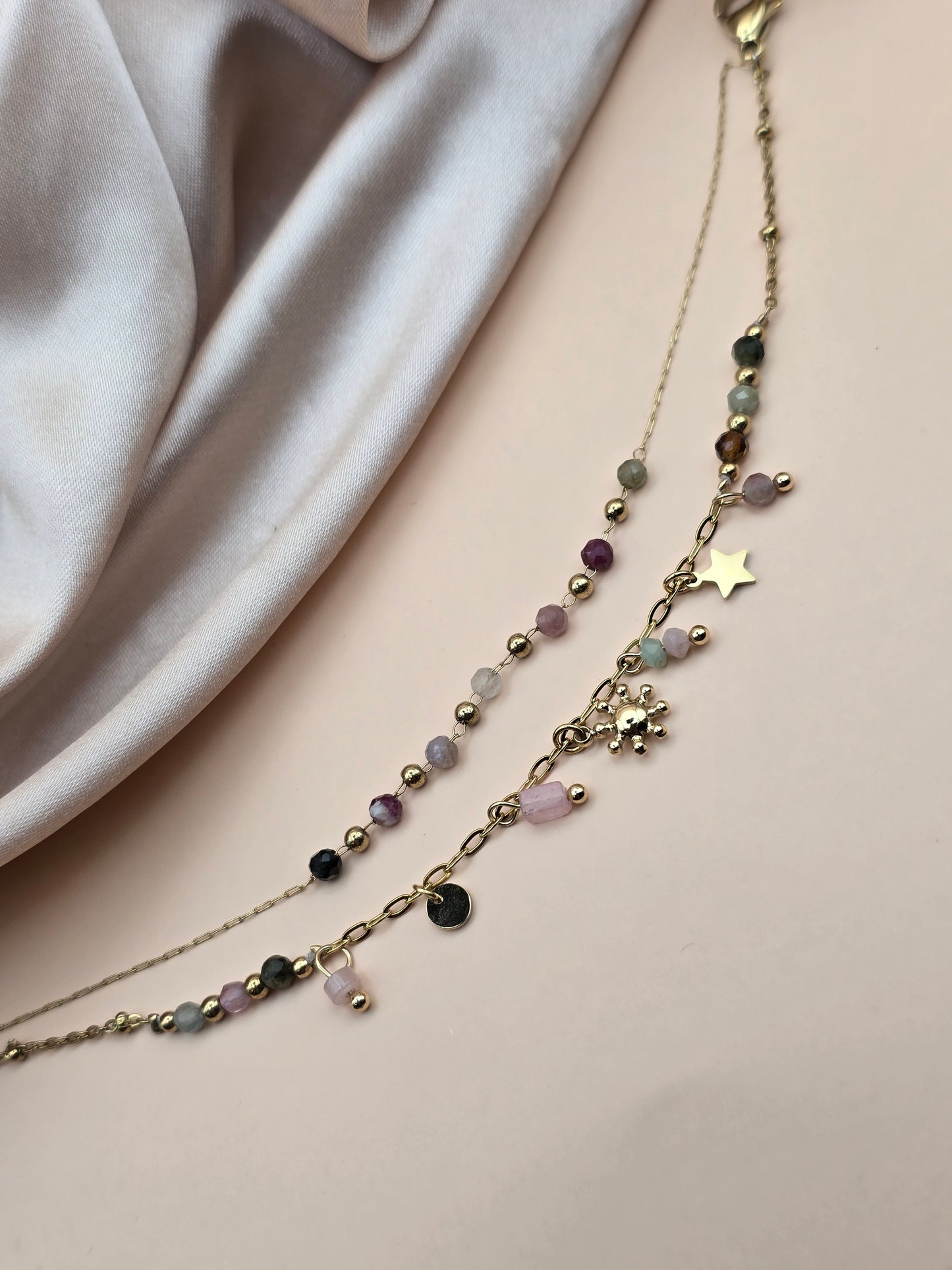 Bracelet célestia tourmaline & Quartz rose