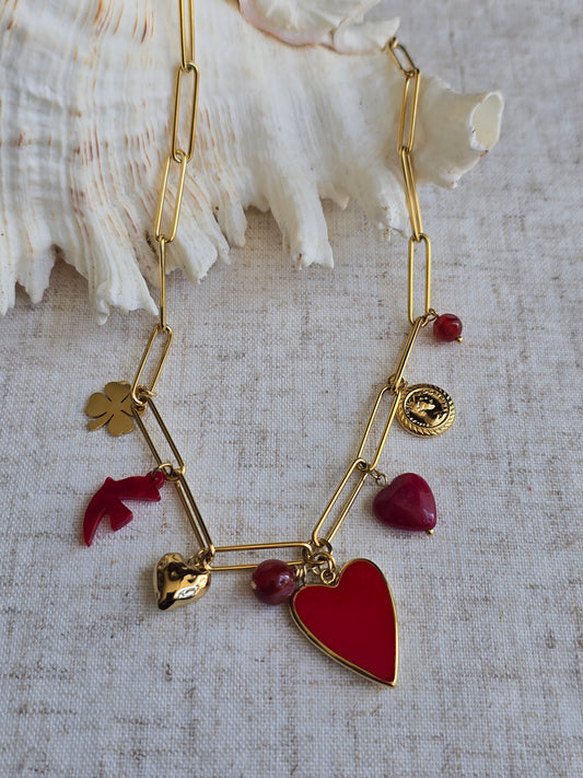 Collier cœur rouge