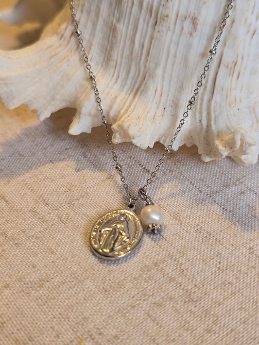 Collier Vierge Marie – Acier inoxydable