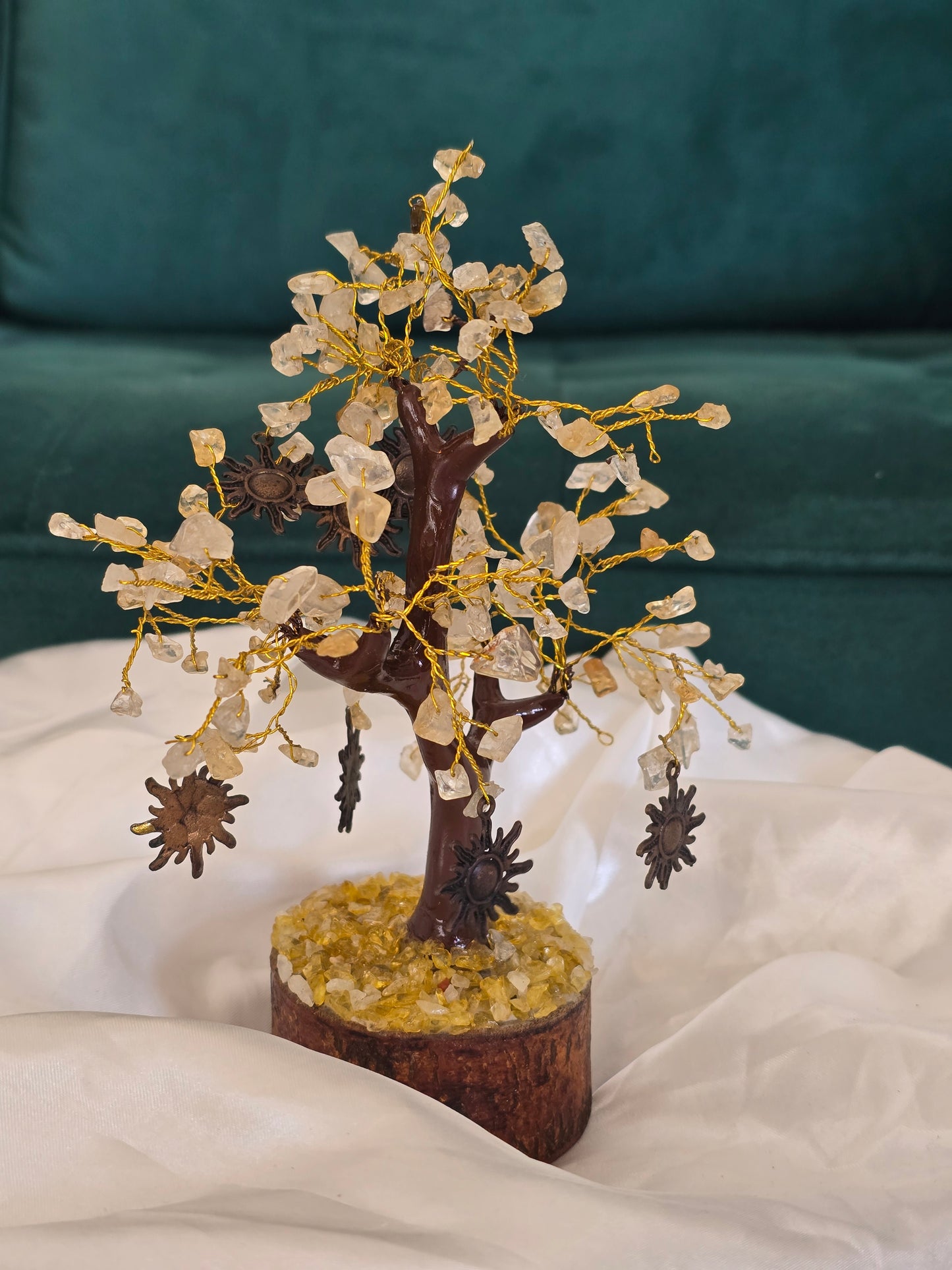 Arbre du bonheur en Citrine – Symboles soleil – 160 pièces ☀️🌳