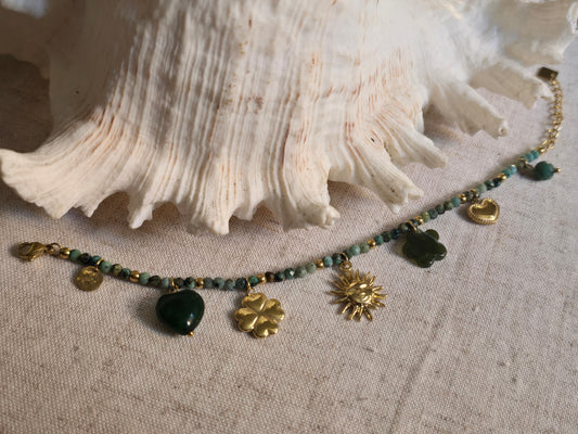 Bracelet Turquoise Africaine & Breloques –