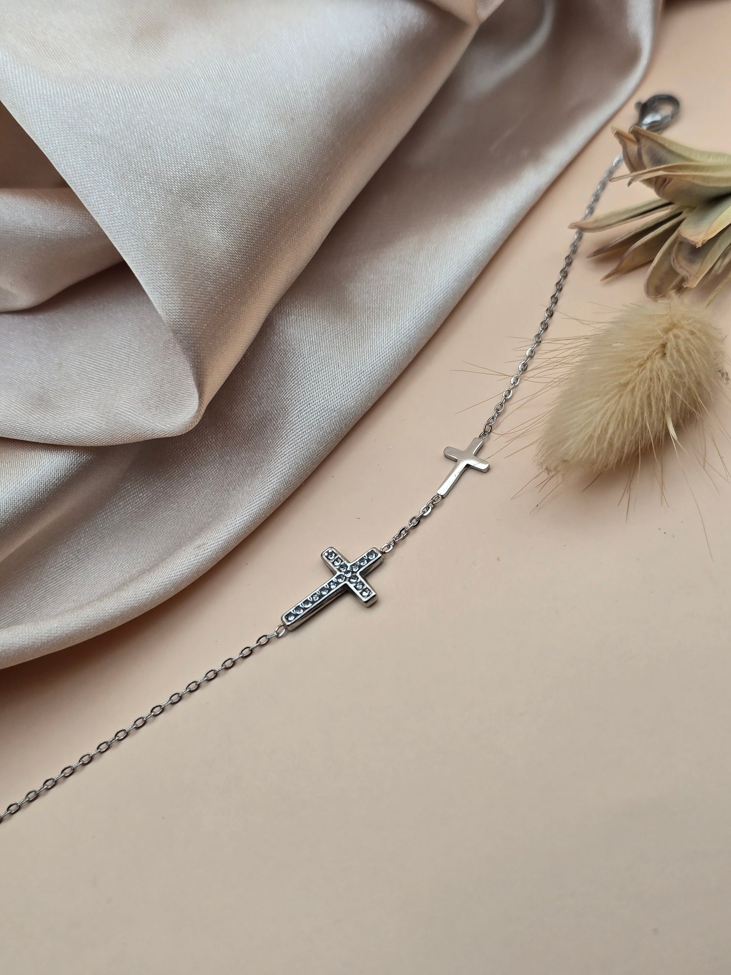Bracelet double croix strass
