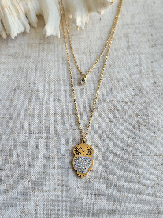 Collier hibou strass