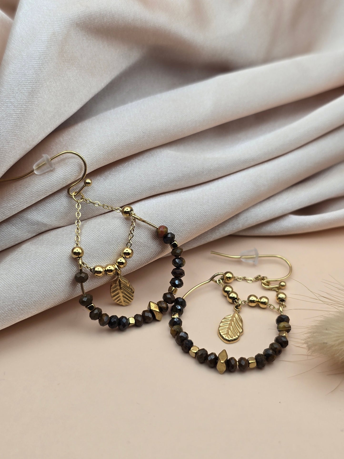 Boucles d’oreilles – Feuille dorée