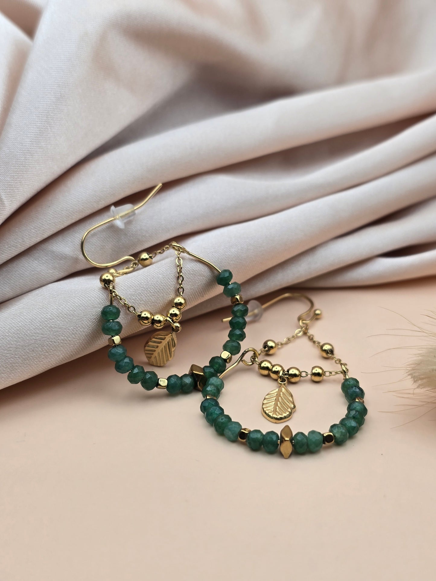 Boucles d’oreilles – Feuille dorée