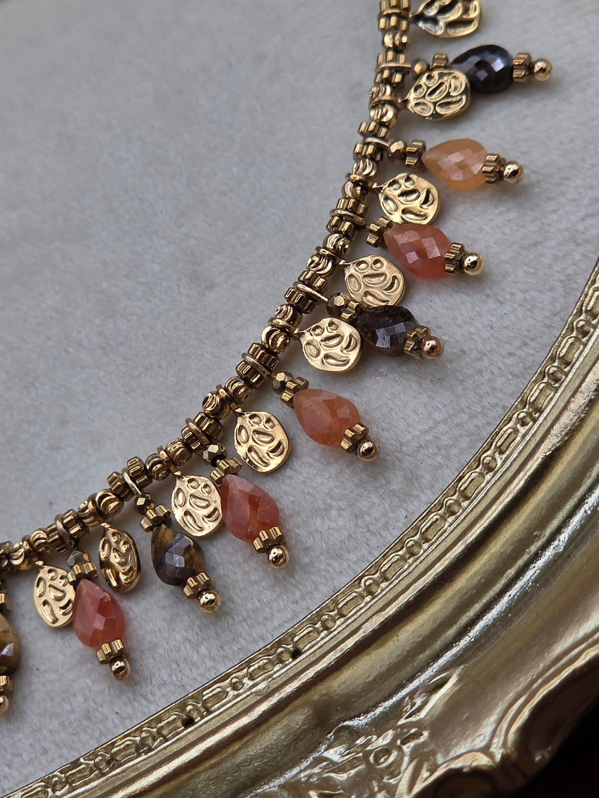 Collier Soléa – Œil de Tigre & Cornaline ✨