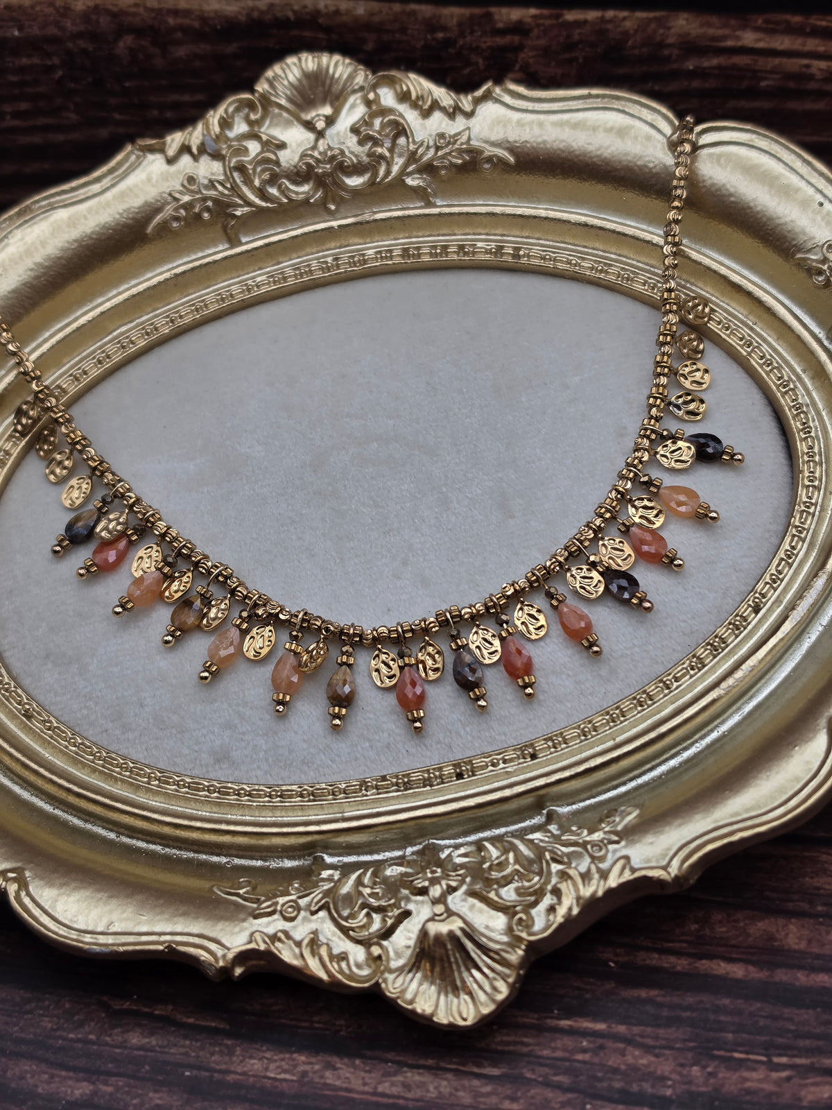 Collier Soléa – Œil de Tigre & Cornaline ✨