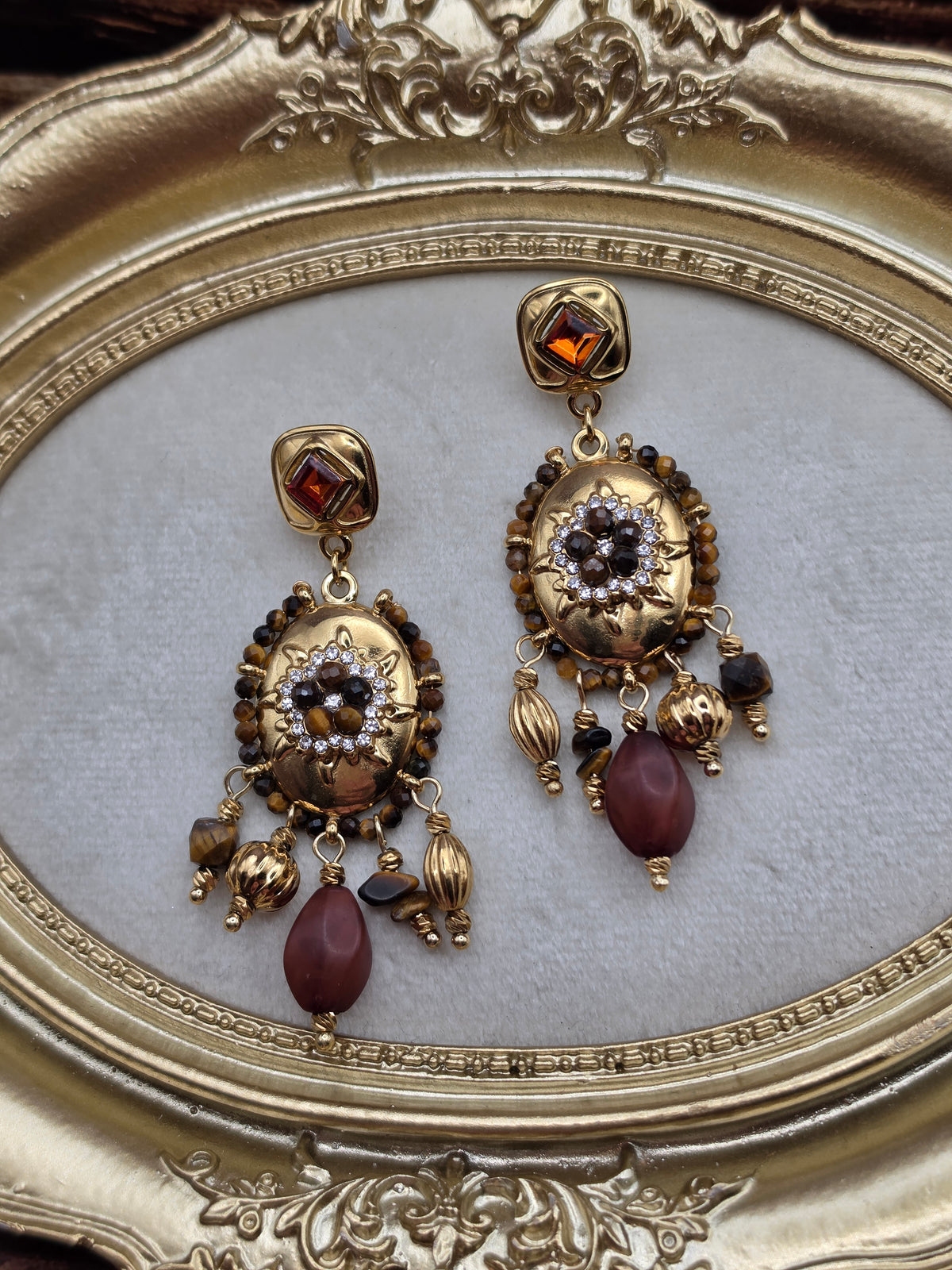 ✨ Boucles d'oreilles Sultana – Œil de Tigre