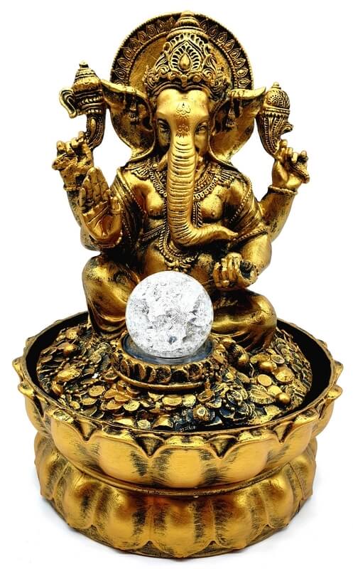 Fontaine Résine Ganesh Doré 30cm