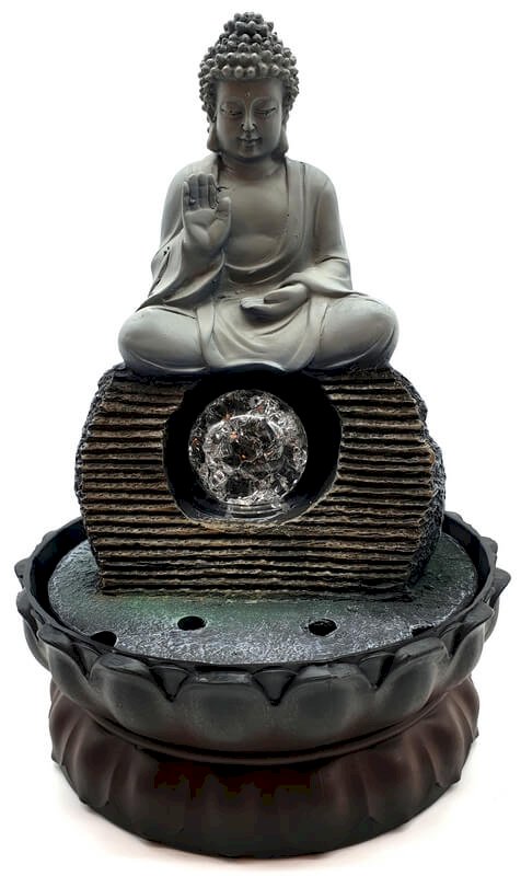 Fontaine Résine Bouddha Salueur Assis 28cm