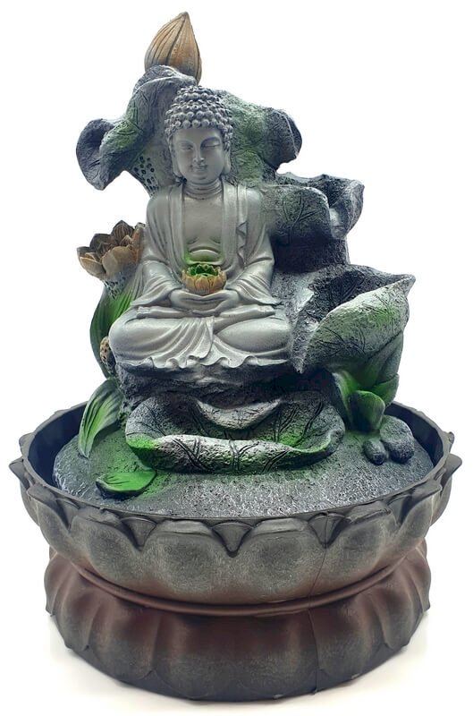 Fontaine Résine Bouddha Lotus & Cascade 28cm