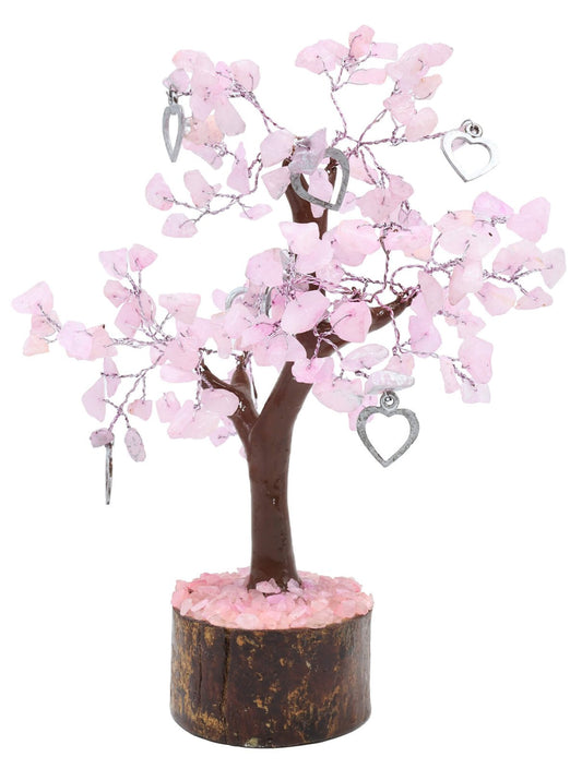 Arbre du bonheur en Quartz rose – Symboles cœur – 160 pièces 💗