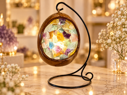 ✨ Lampe Œuf en Fluorine Naturelle – Violette ou Multicolore