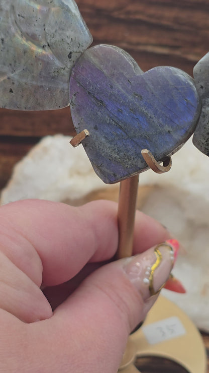 Ailes & Cœur en Labradorite sur Socle