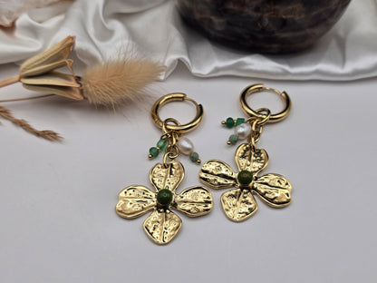 Boucles d’oreilles “Fleur Bohème” – Pierres naturelles