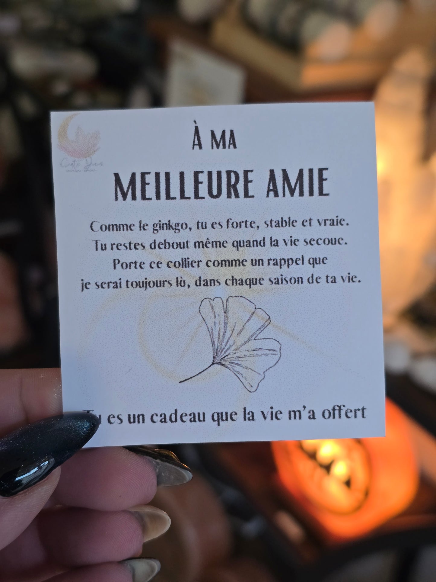 Collier Feuille de Ginkgo – Message Personnalisé