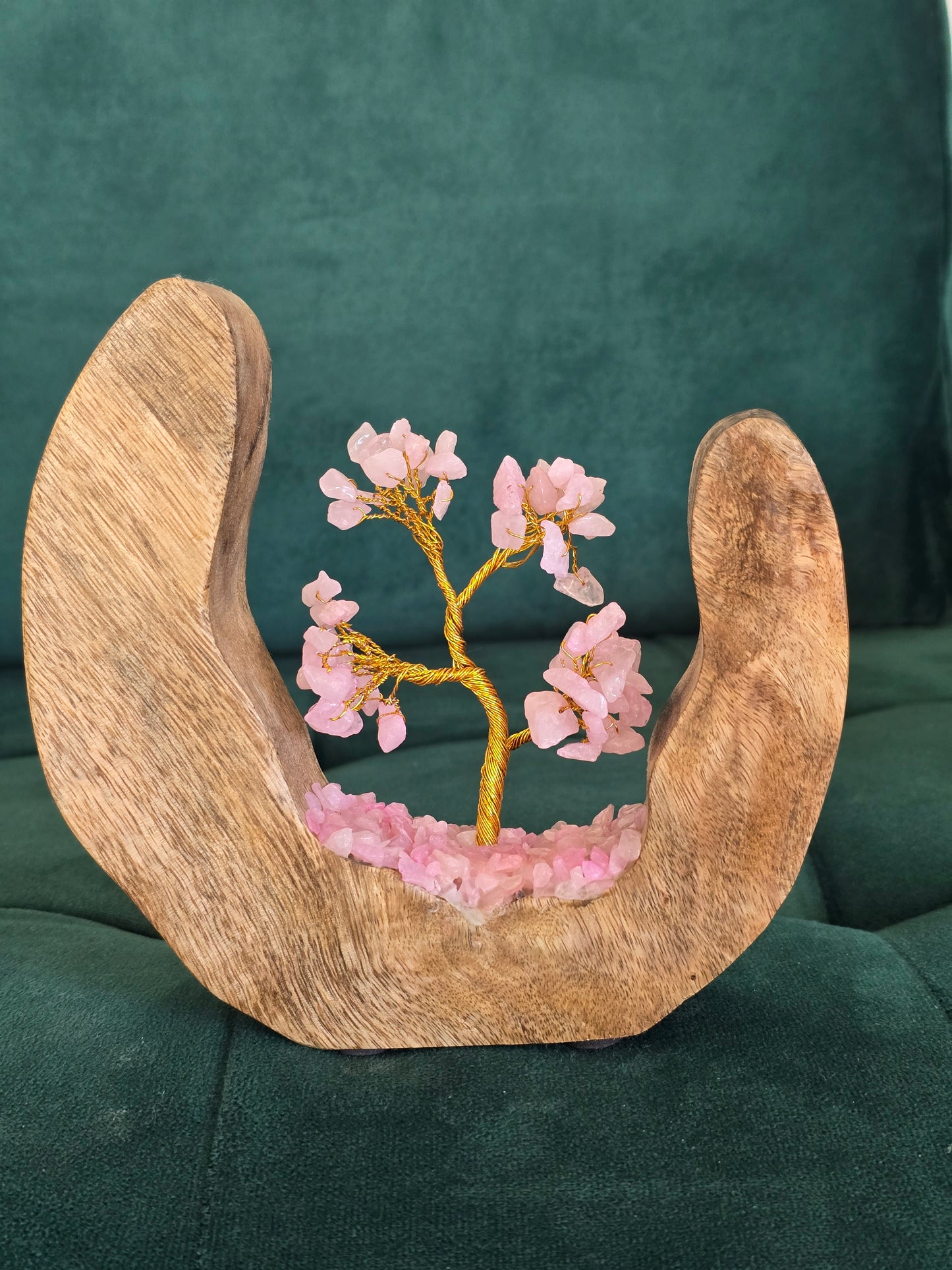 Arbre du Bonheur sur décor en bois – Pierres naturelles au choix