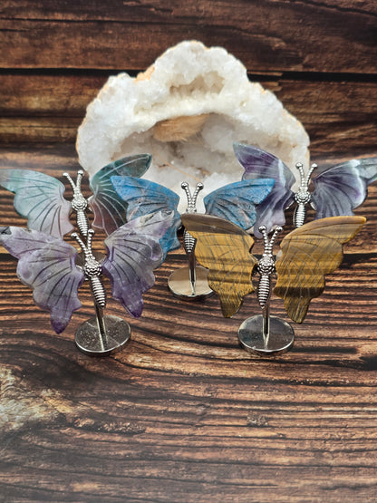 Papillon en Pierre Naturelle sur Support