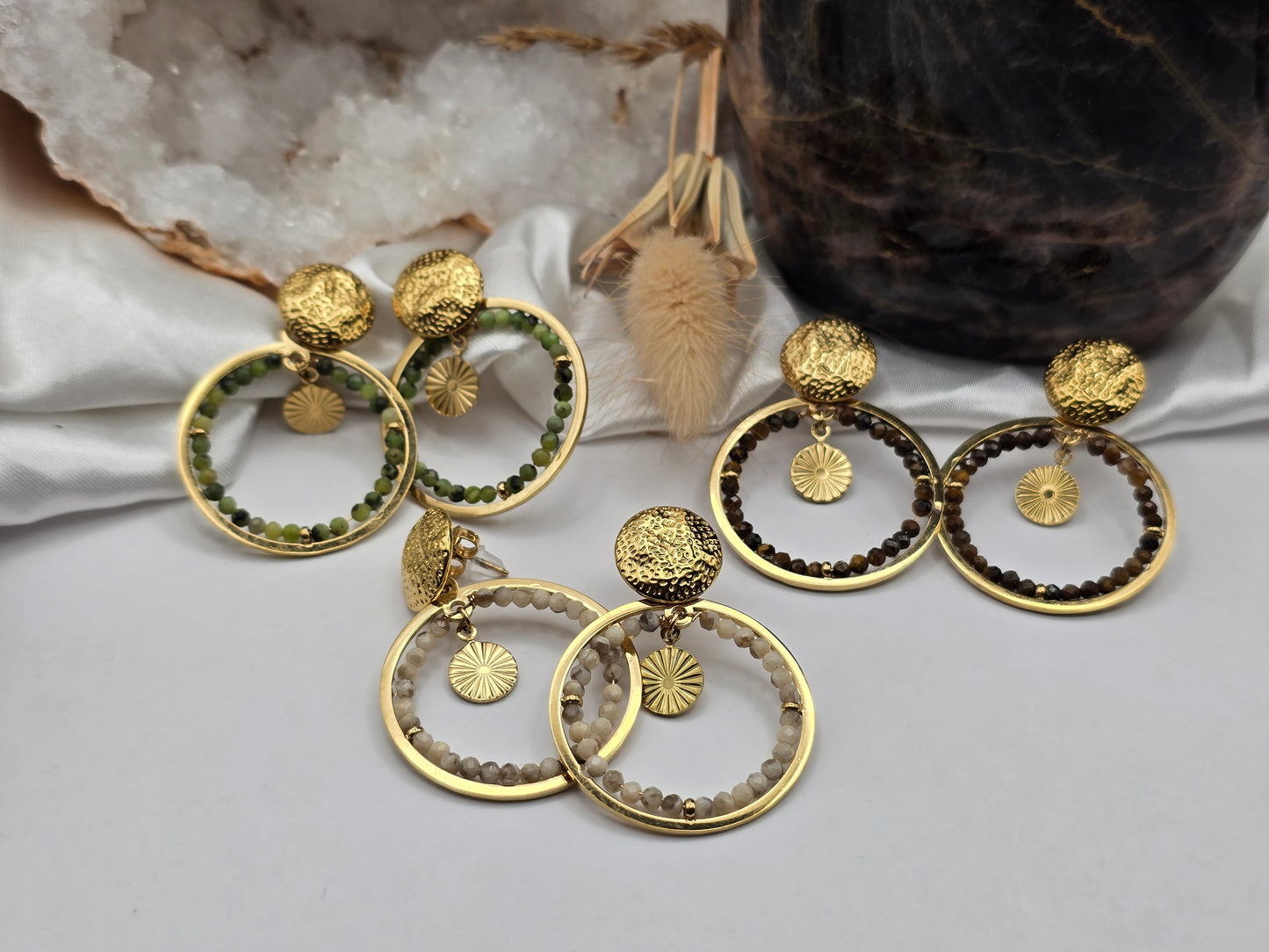 Créoles “Cercle Solaire” – Pierres naturelles