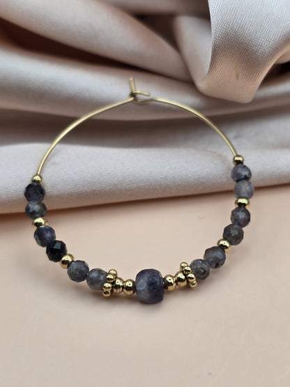 Créoles en labradorite – Doré
