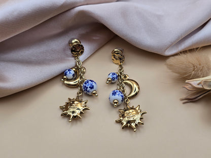 Boucles d’oreilles dorées constellation