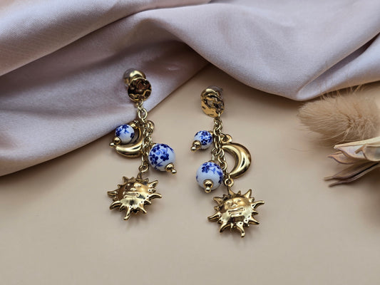 Boucles d’oreilles dorées constellation