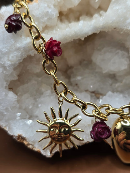 Collier Jaspe Rouge & Cœur – Acier inoxydable