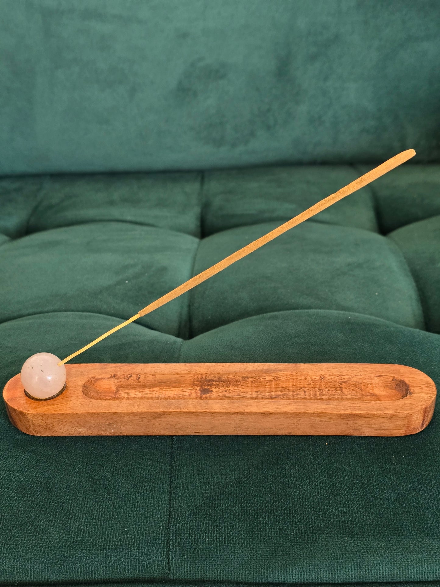 Porte encens en bois - Pierre naturelle au choix