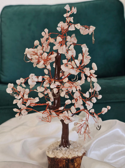 Arbre du bonheur en Jade blanche avec symboles Lune🌙🤍300 pièces