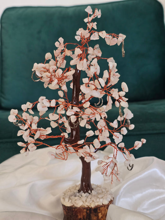 Arbre du bonheur en Jade blanche avec symboles Lune🌙🤍300 pièces