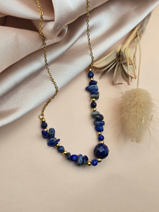 Collier Lapis-lazuli – Chaîne fine & pierres naturelles