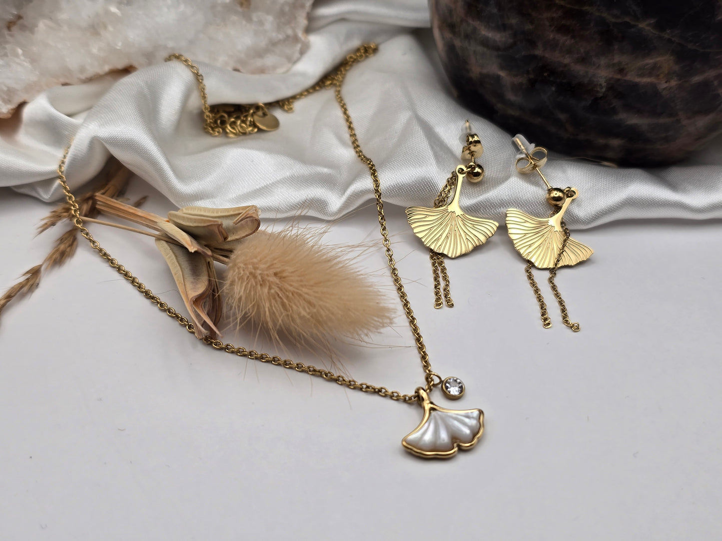 Boucles d’oreilles “Feuille de Ginkgo”