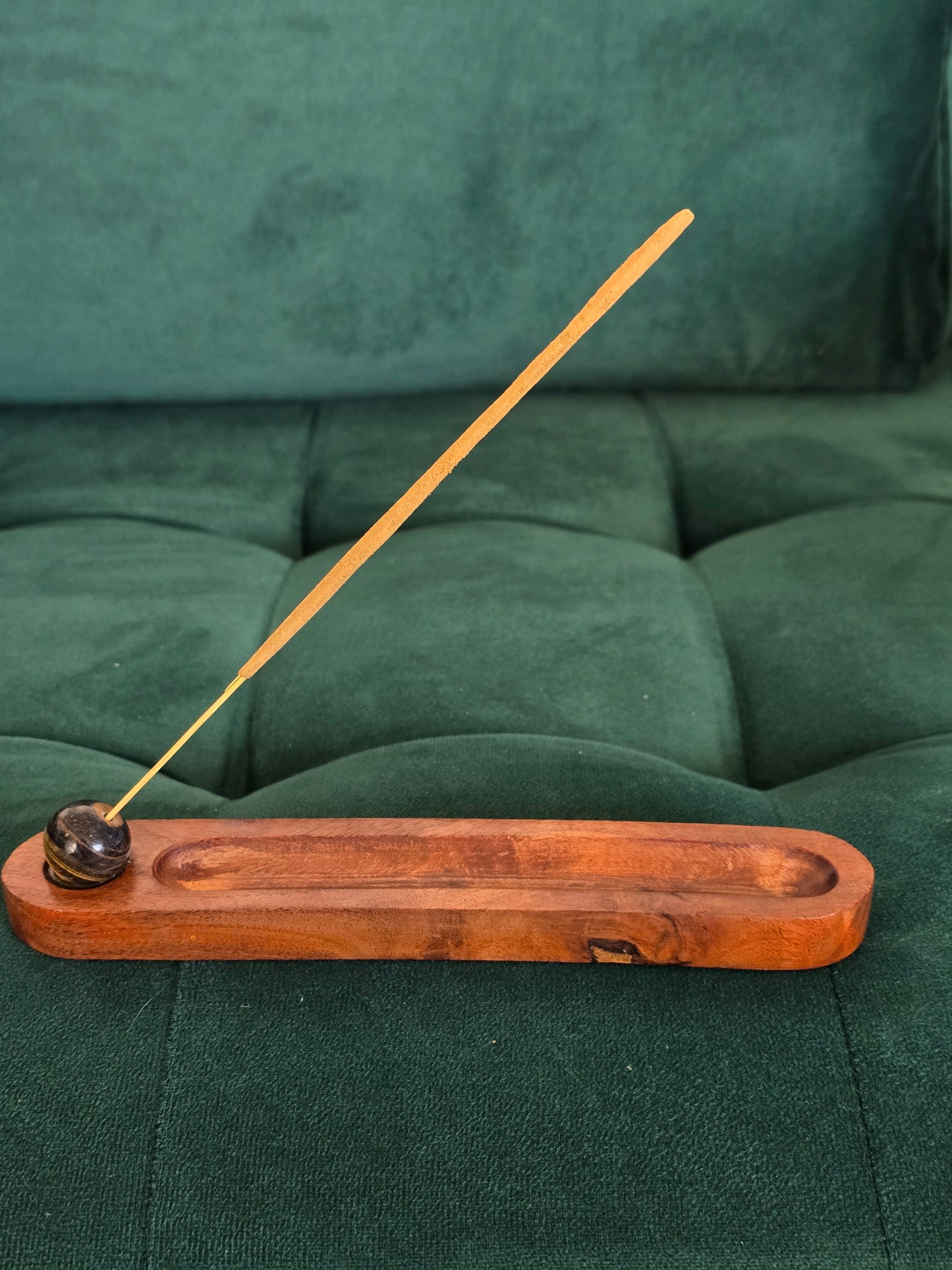Porte encens en bois - Pierre naturelle au choix