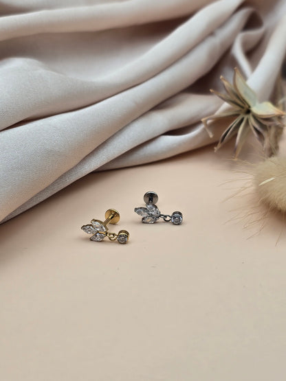 Piercing fleur suspendue – Titane & Zirconium