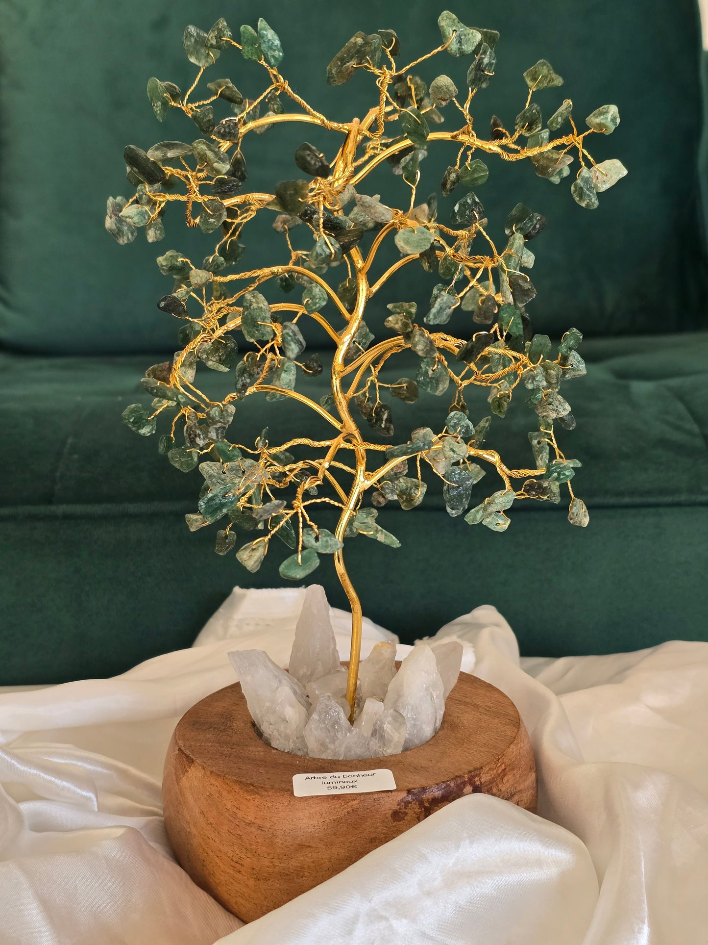 Arbre du Bonheur lumineux en pierres naturelles au choix