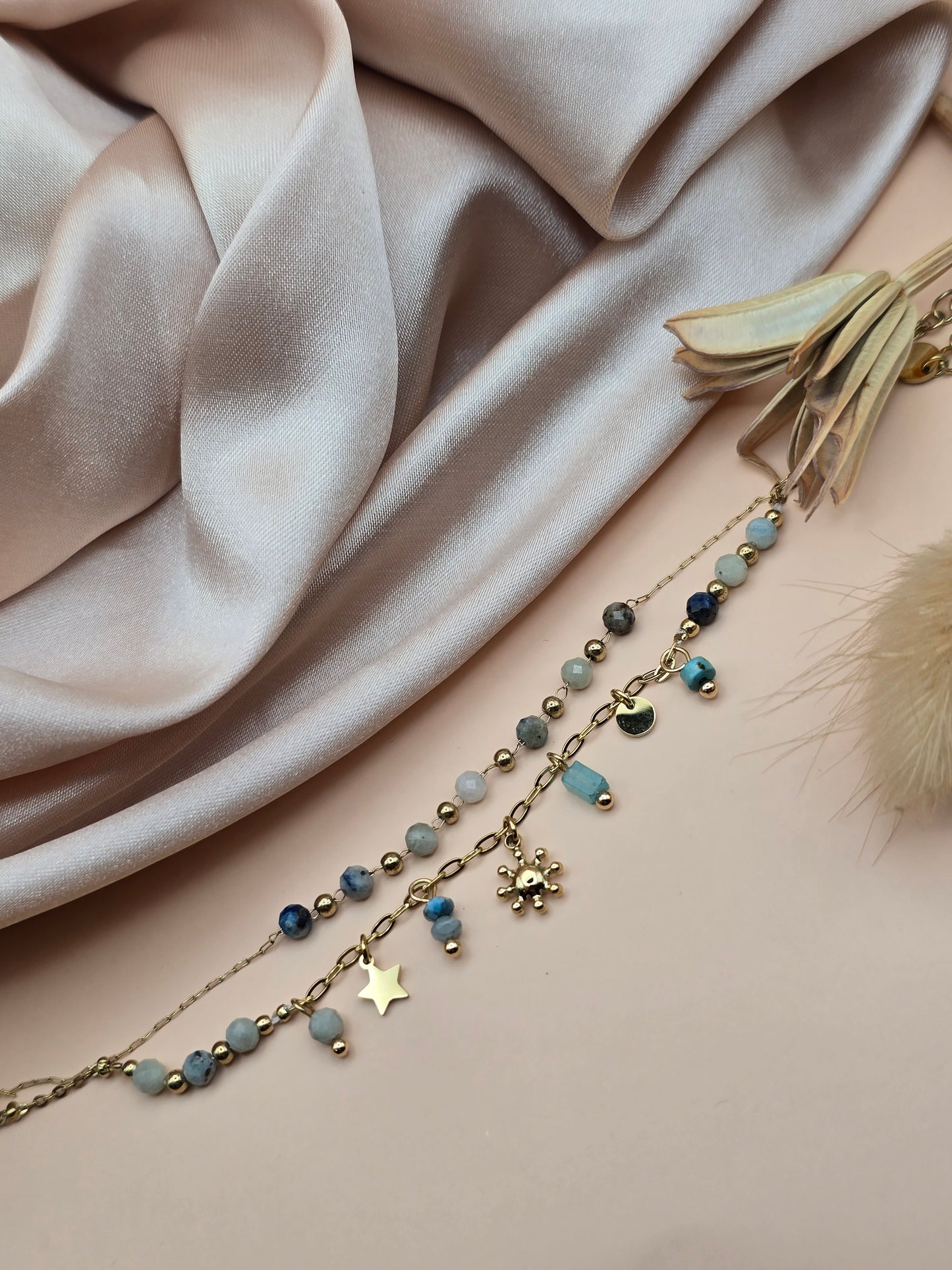 Bracelet célestia calcédoine bleue