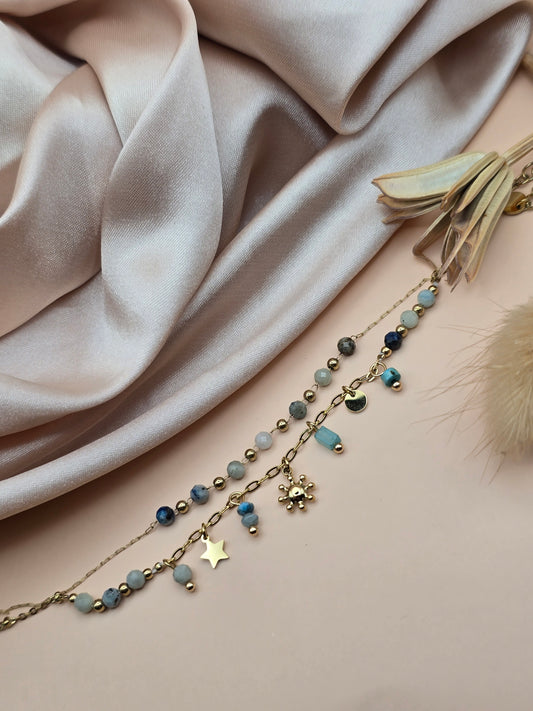Bracelet célestia calcédoine bleue